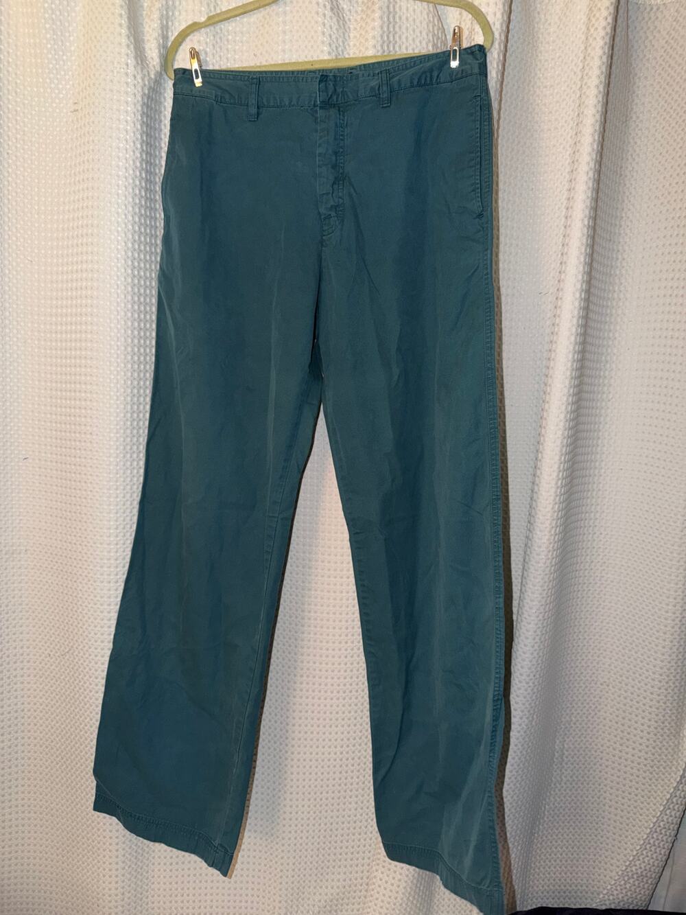 Vintage Banana Republic Chino Pants Mens 34L Teal Green SP01 Button Fly
